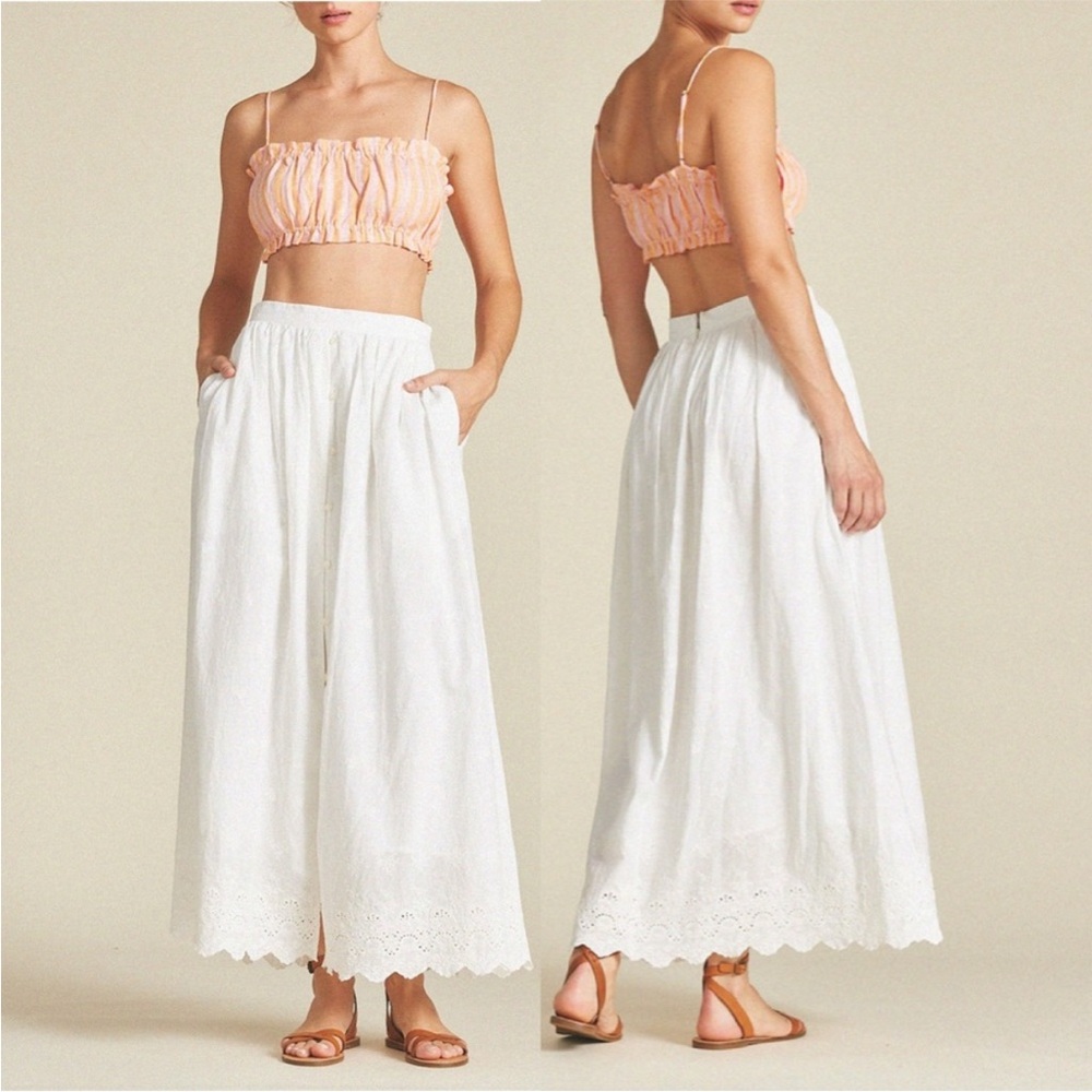 Birds of Paradise Trovata Brigette Creamsicle Stripe Pink Crop Bra Ruffle Top L